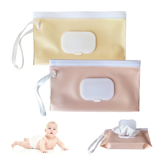 Denlydom Baby Wipe Dispenser, Portable Baby Wipe Holder Refillable Wet Wipes Container for outdoor Reusable Travel Baby Wipes Case Wet Wipe Pouch Wipe...