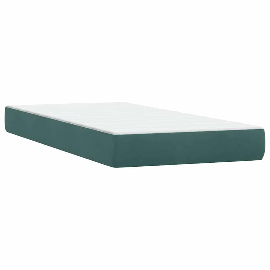 Cama con somier, color verde oscuro, 180 x 220 cm, funda de tela de terciopelo, con colchón de muelles ensacados, cabecero ajustable y cubrecolchón para dormitorio, descanso