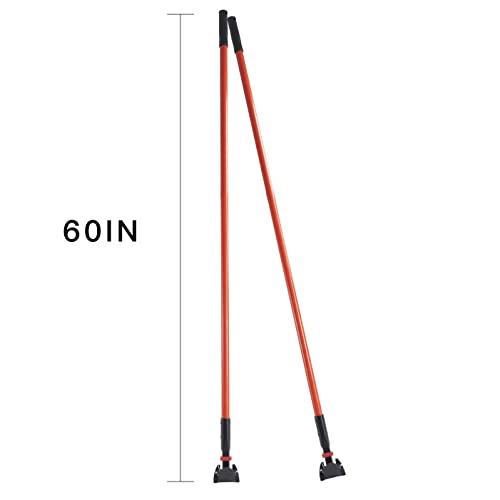 Matthew Cleaning Commercial Quick-Change Dust Mop Handle With Clip-On Metal Gripper For Heavy Duty Mop Head Replacement Holder, Fiberglass Handle 60 Inch 6Packs-Red #TOP2