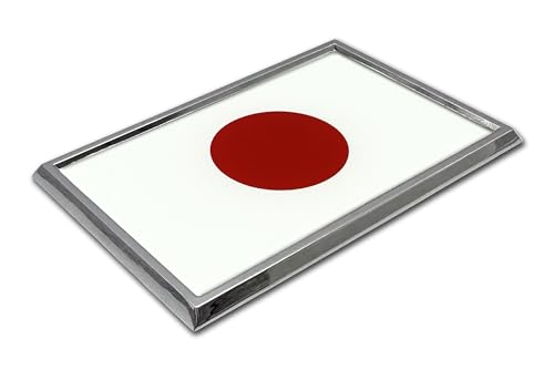 Image of Elektroplate Premium Japan Flag All Metal Chrome Emblem for Cars, Trucks, and All Auto | Universal Fit at 2.5 inch x 3.8 inch | Weatherproof