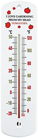 Greenhouse Thermometer - 240 mm Classic Garden Thermometer Gift For Outdoor Use In Garden Greenhouse Shed Allotment Accessories Ideal Gardening Gifts (I love gardening from my head tomatoes)