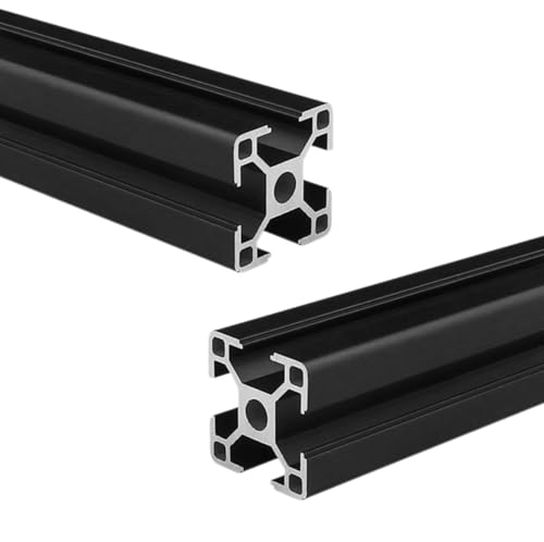 Coavoo 3030 Extrudiertes Aluminium 1000 mm lang Nut Schwarz, Extrusion Aluminium 30 mm x 30 mm 30 Serie T-Profil eloxiert Europäischer Standard Linearschiene Rahmen 2 Stück