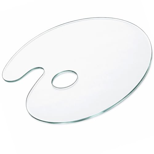 Nuanchu 10 x 14 Inch Oval Glass Paint Palette for Oil Painting Artist Paint Mixing Palette Scratch Resistant Easy to Clean for Color Mixing Acrylic Painting Supplies for Use with All Art Media (Clear)