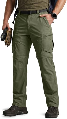 Image of CQR Men's Convertible Cargo Tactical Pants, Water Resistant Outdoor Hiking Pants, Zip Off Lightweight Stretch Work Pants