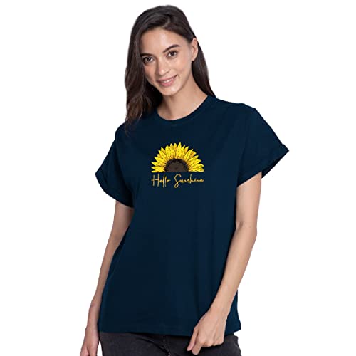 Image of Bewakoof Women's Graphic Printed 100% Cotton T-Shirt - Boyfriend Fit, Round Neck, Half Sleeve