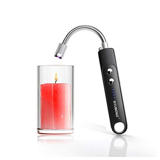 Candle Lighter, 360° Flexible Arc Long Lighter with LED Flashlight, USB Rechargeable Plasma Lighter, Wind-Proof BBQ Lighter for Candles, Cooking, Fireworks (Candle Not Included)