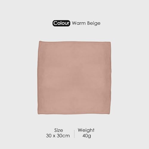 Image of HOUSSE Microfiber Face Towels | Ultra Absorbent, Odour-Free, Quick Dry 450 GSM Face Towel for Home, Gym, Travel, Running & Personal Use | 30x30 cm | Set of 6 in One Colour (Warm Beige, Pack of 6)