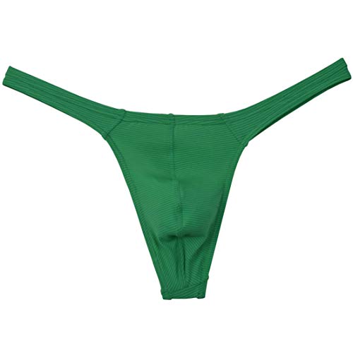 OROCOJUCO Men Micro Fabric Stretchy Thong T-Back Sexy Underwear Stripe Ice Silk Tangas Pants4