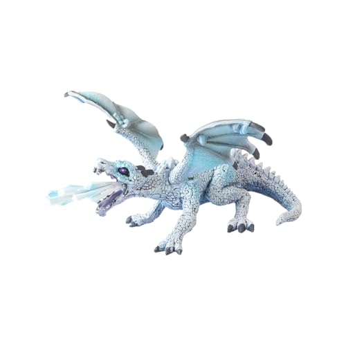 Fuwraixis escultura de dragón volador que escupe fuego, juguete infantil de simulación de animales, muñecos Frozen pintados a mano, modelo de criatura fantástica, regalos para niños a partir de 3 años