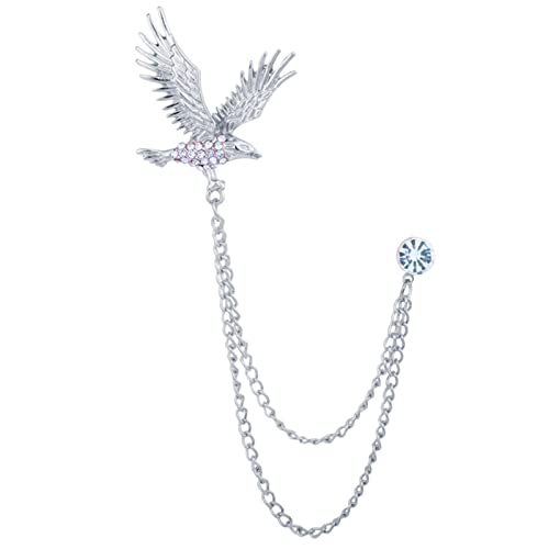 Image of WCRAZYE Shiny Rhinestone Metal Feather Lapel Pin Angel Wings Tassel Chain Brooch Collar Pins for Women Girls Men's Animal Eagle Pin Suit Sweater Shawl Coat Breastpin Accessories