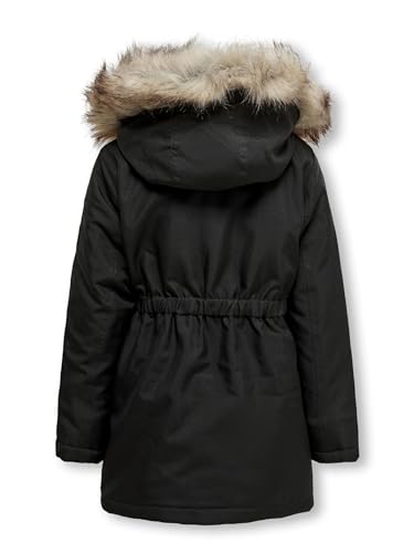 ONLY Mädchen Kogiris Fur Otw Noos Parka, Black/Detail:fur Light Grey, 164 EU