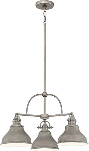 70% Off Everything Quoizel ER5103DI Emery Metal Shade Downlight Dinette Chandelier, 3-Light, 300 Watts, Distressed Nickel (15"H x 24"W)