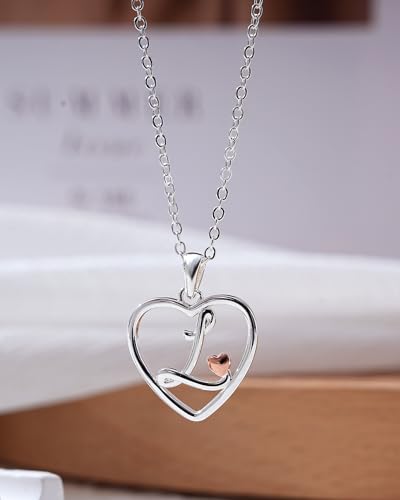 Colliers en argent sterling initiale cœur rose Mesovor - 7