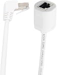 CAT6 Ethernet Extension Cable,90 Degree RJ45 Cords Shielded Male to Female Ethernet Patch Cable,Support Bandwidth Up to 250mhz,24AWG,White (UP Angle, 1.6FT)