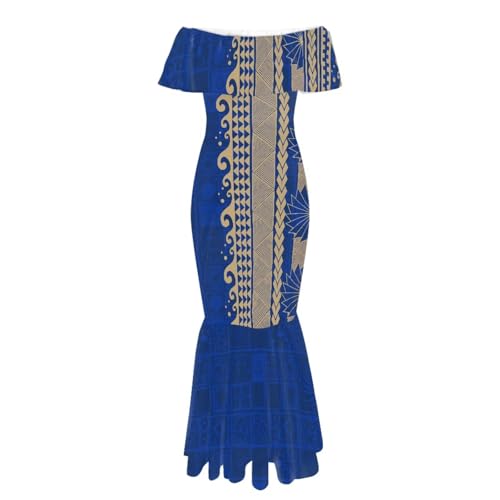 Image of Polynesian Dresses for Women Off Shoulder Maxi Dress Puletasi Samoan Dresses S-7XL