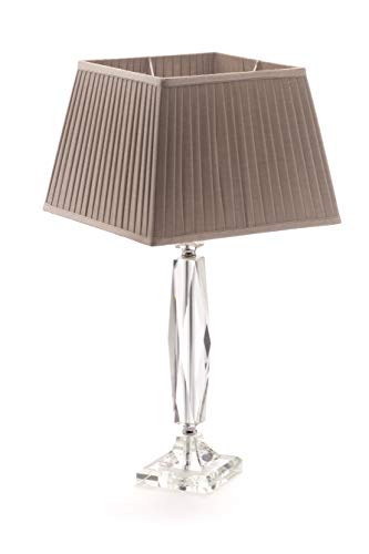 Illuminate Hagen Classic And Luxury 1 Light Table Lamp With Glass Base And Beautiful Pleated Shade, Grey, Glass, Clear/Grey (A++ To E)