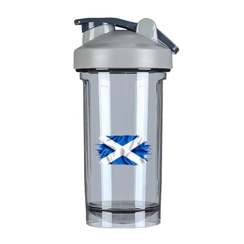 Scotland Scottish Flag 18 Ounce Shaker Cup,Fashion Theme Pattern Shaker Bottle Leak-proof Workout Shake Bottles 500ML/18 oz Perfect for Pre Workout Gray 0