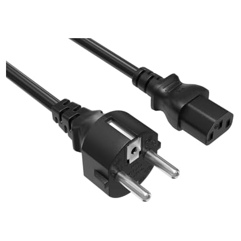 CableLeader 6ft 18AWG European Schuko Power Cord CEE 7/7 to IEC320 C13, 10A/250V, European Travel Plug, Power Cord for Type C Outlet Italy Spain Germany France EU, Black Cover