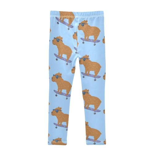 Capybara Blue Girls Leggings Soft Stretch Workout Yoga Dance Pants for Kids Casual Tights2