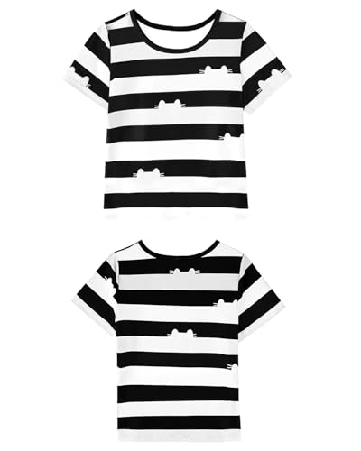 Conjunto camiseta rayas y diadema gato para niña 3-8 años miniatura 4