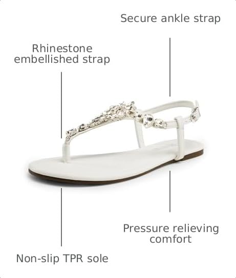 Image of DREAM PAIRS Women's Rhinestone Flat Sandals