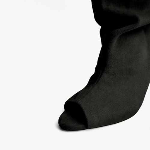 MICIFA Women's Suede Knee High Boots Stiletto Heel Open Boots Pull On Slouchy Wide Calf Boots Fahion Dress Fall Tall Booties4