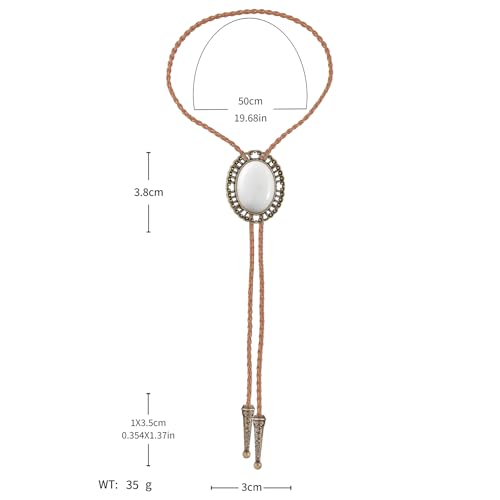 Image of Jeilwiy Bolo Tie for Men Real Stone Westwern Cowboy Ties Silver Bolos Women Leather Necktie Gift for Birthday Christmas