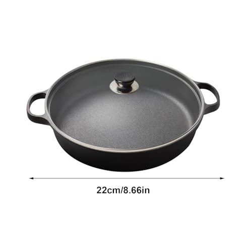 Poêle ronde en fonte pour induction avec couvercle transparent de cuisine - 6