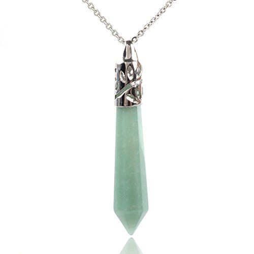 Justinstones Natural Aventurine Gemstone Hexagonal Pointed Reiki Chakra Pendant Necklace 20
