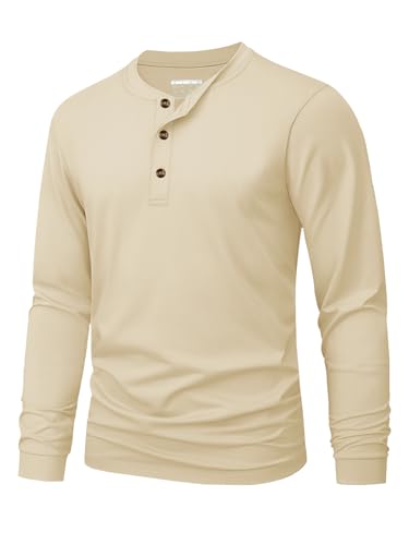 Image of MAGNIVIT Men's Long Sleeve Henley Shirts Cotton 3-Button Spring Casual T-Shirts Solid Color Soft Basic Tops 2026