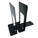 Huron Large 9' Steel Non-Skid Metal Book Ends for Shelves Heavy Duty Bookends, Black, Pair (1/3/8/24/72 pr) (1)