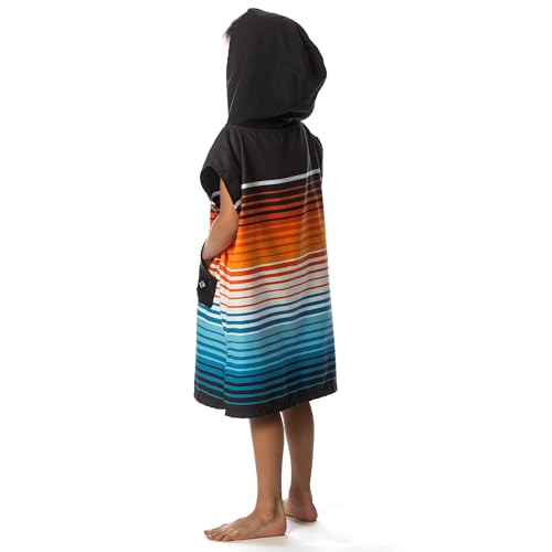 Image of Flow Changing Poncho for Kids - Microfiber Hooded Swim Towel Poncho for Boys & Girls, Perfect for Beach, Pool, or Swim - Quick Dry, Absorbent, Light Weight, and Easy to Pack (Sunset Drift, Small)