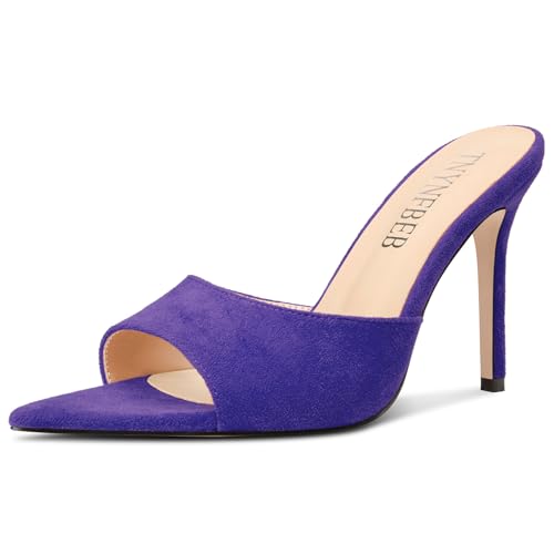 Image of TNYNFBEB Womens Stiletto High Heel Pointed Open Toe Sandals Mules Shoes Slingback Slip-on Prom Party Dress Summer 3.9 Inches Heels
