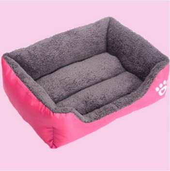GlobalNiche? Rose Red, XL: Solid Color Pet Dog Bed Soft Pp Cotton Filled Puppy Cat Sofa Bed Warm Pet Cushion Rectangle Cat Dog Mat Waterproof Pets House