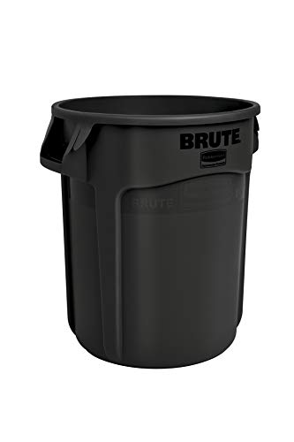 Rubbermaid Commercial Products BRUTE Heavy-Duty Round Trash/Garbage Can, 10-Gallon, Black, Ideal for Home, Garage, Bathroom, Outdoor & Driveway