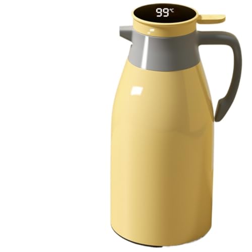 Aoasious サーモジャグ 魔法瓶 保温ポット 2L 大容量 真空断熱 ステンレス 広口で洗いやすい 保冷対応 テーブルポット コーヒー ティー 麦茶 家庭用 オフィス用 M18 (黄色)