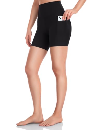 Image of HeyNuts Essential/Workout Pro Biker Shorts with Side Pockets for Women, High Waisted Compression Yoga Shorts 4''/ 6''/ 8''