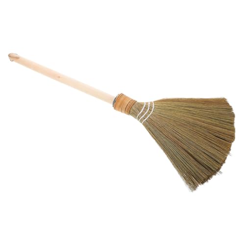 Beavorty Natural Corn Bristle Hand Broom for Indoor Cleaning Soft Bristles Long Wooden Handle Heavy Duty Traditional