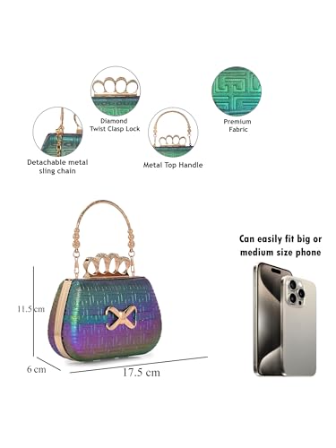 Image of TOOBA Handicraft Pearl Embroidered Clutch Purse For Women with Trendy Design 4-ring Handle & Tassel