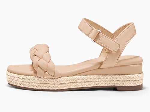 Image of Coutgo Girls Platform Sandals Espadrille Braid Open Toe Ankle Strap Wedge Sandals Summer Dress Shoes for Toddler /Little /Big Kids