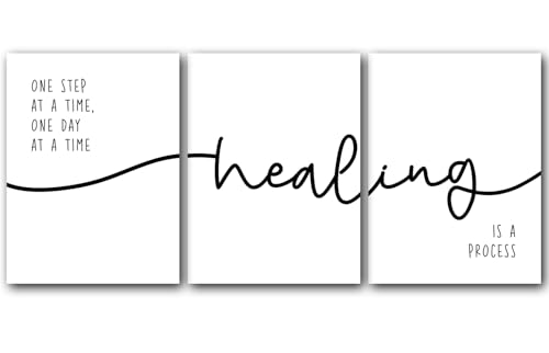 Healing is a Process, Set of 3 Poster Prints, Motivational Quote, Home Wall Décor, Minimalist Art, Multiple Sizes (11 x 14 Inches)