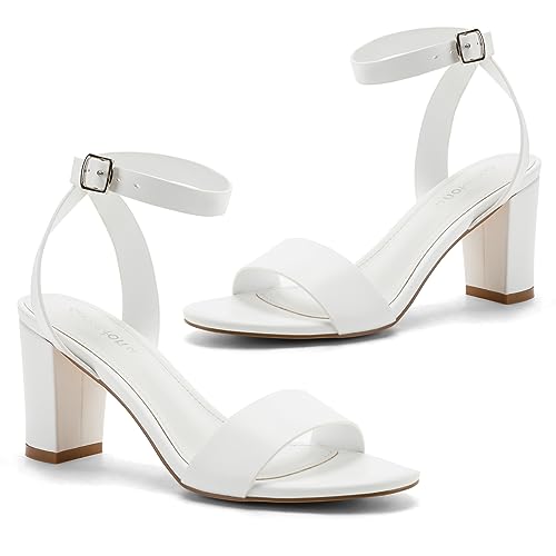 Image of Greatonu Clear Heels Sandals for Women 2026 Open Toe Ankle Strap Clear Chunky Heels Sandal Dressy Party Wedding Shoes Transparent High Heeled Sandals