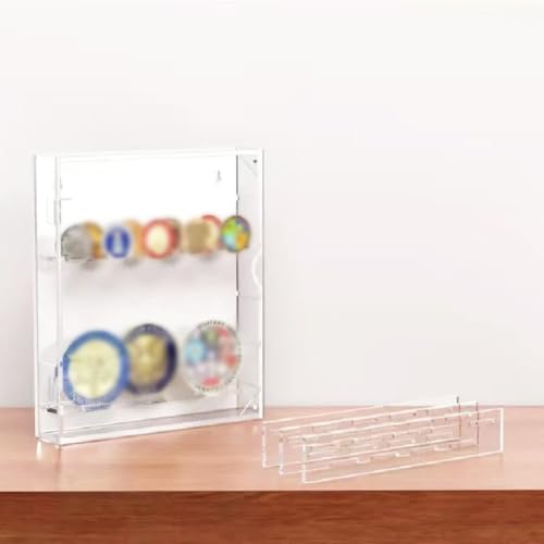Vitrina de monedas de acrílico para insignias con estante extraíble 8