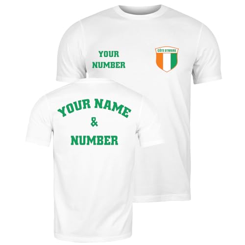 lepni.me Camiseta de Fútbol Personalizada para Hombre Costa de Marfil | Nombre y Número | Bandera Insignia | Tifosi del Mondiale 2022 (5XL Blanco Multicolor)