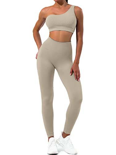 Sportneer Workout Outfits for Women - 2023 Newest Two Piece Workout Sets For Women Ribbed Seamless Gym Clothing Set