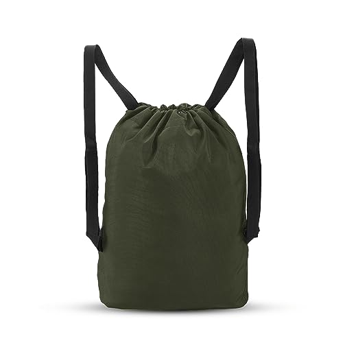 Image of DIVULGE Drawstring Polyester Multi Utility Drawstring Backpack (Beige, 16 L), 24 x 22 x 2 Cm