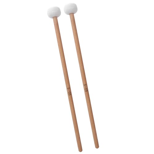 2Pcs Timpani Mallets Soft Felt Head Drum Sticks with Wooden Handle Percussion Mallets for Snare Drum