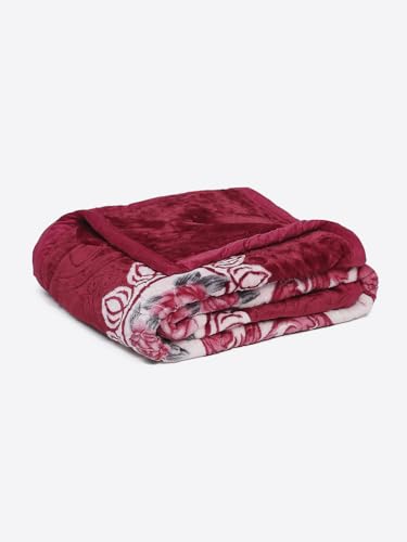 Image of Monte Carlo Regal Gold Double Bed Winter Blanket Single Ply 510 GSM | 2.5 KG (210 x 205 CM) Maroon White 04