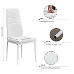 Dining Table and Chairs Set 6, 7 Pieces Kitchen Table Set with High Back Faux Leather Chair for Dining Room Kitchen Rectangular Modern (Oak Table White Chairs) - Image 3