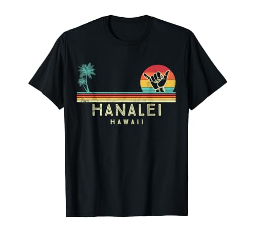 Hanalei Hawaii Shaka palmiers tropicaux T-Shirt